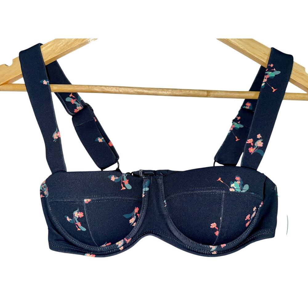 NWT TA3 Busty Bra Top Primrose Black Pink Floral Underwire Bikini Top Size XS C
